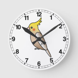Zimt Cartoon Nymphensittich Papagei Vogel Runde Wanduhr