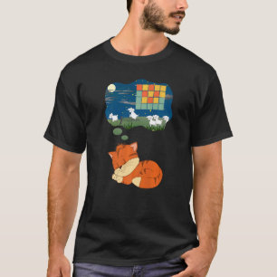 Zimt Orange Katze zählt Schafe Träumend Retro T-Shirt