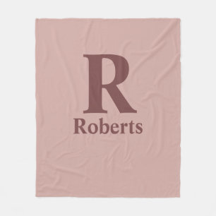 Zimt-Rose Anfangsbuchstabe/ Vorname/Familienname Fleecedecke