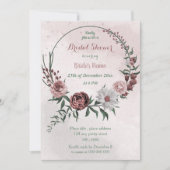 Zimt-Rose mit weißem Blumenkranz Brautparty Einladung (Vorderseite)