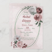 Zimt Rose weißes, blumengeometrisches Brautparty Einladung (Vorne/Hinten)