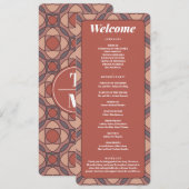 Zimt- und Marsala-Art-Deco-Hochzeitsprogrammkarte Programm (Vorne/Hinten)