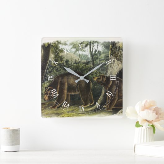 Zimtbär aus Audubons Quadrupeds Quadratische Wanduhr (Zuhause)