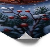 Zimtfuchs Winterwald Poster (Ecke)