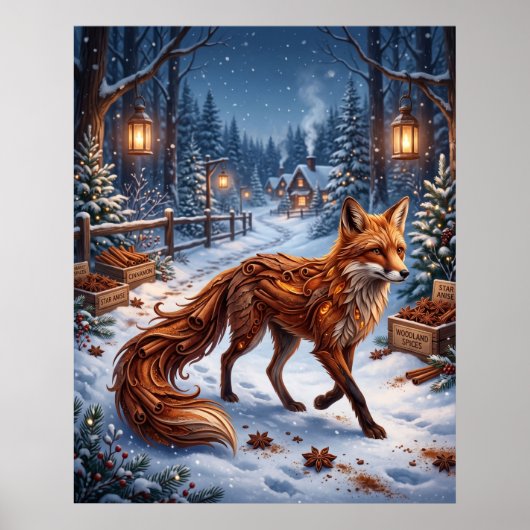 Zimtfuchs Winterwald Poster (Vorne)