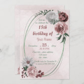 Zimtgebirge Rose, geometrisch weiß, floral Einladung (Vorne/Hinten)