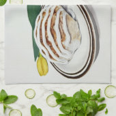 Zimtschnecke und Cappuccino Geschirrtuch (Gefaltet)