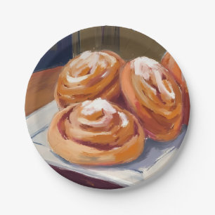 Zimtschnecken-Bäckerei-Gemälde Pappteller