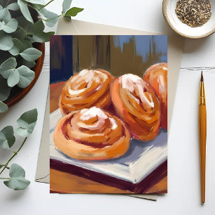 Zimtschnecken-Bäckerei-Gemälde Postkarte