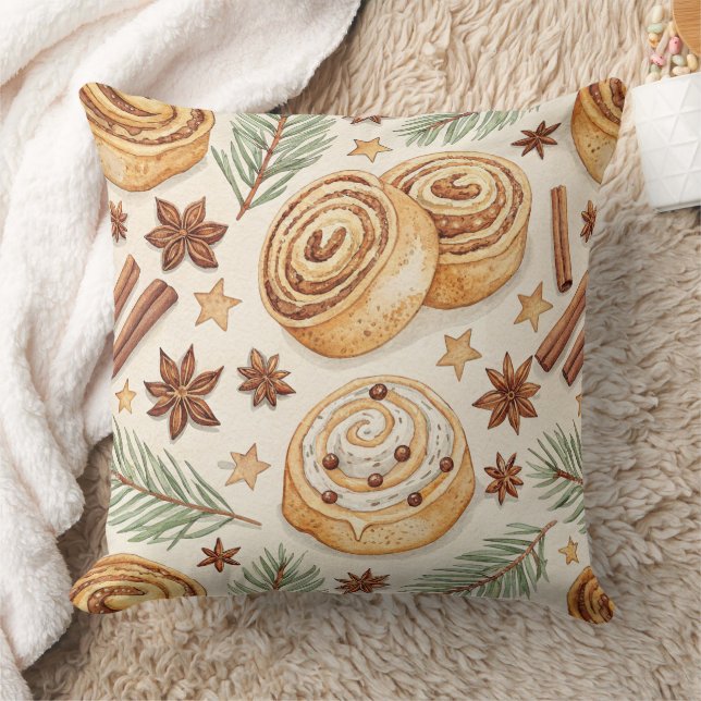 Zimtschnecken und Gewürze - Weihnachtsbäckerei Kissen (Decke)
