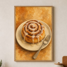 Zimtschnecken-Wasserfarben-Cottagecore-Kunstposter Poster