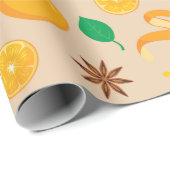 Zimtsticks, Orangen, Star Anise Fall Nahtlos Geschenkpapier (Rolleneckpunkt)
