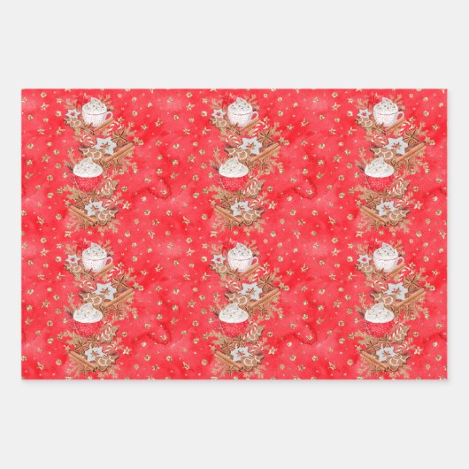 Zimtsticks und Latte Wrapping Paper Geschenkpapier Set (Vorderseite 2)