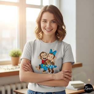 Zina und Mimo mit einer Pizzascheibe. T-Shirt