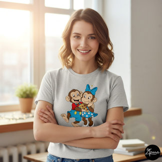 Zina und Mimo mit einer Pizzascheibe. T-Shirt