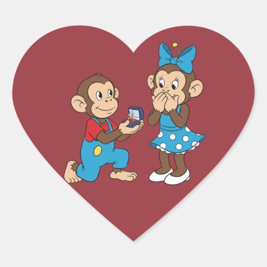 Zina und Mimo und der Heiratsantrag Herz-Aufkleber (Vorderseite)