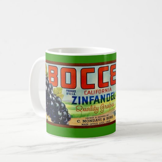 Zinfandel Grapes Bocce Label Mug Kaffeetasse (Vorderseite Links)