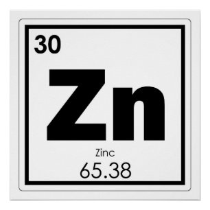 Zink-chemisches Element-Symbol-Chemie-Formel Poster