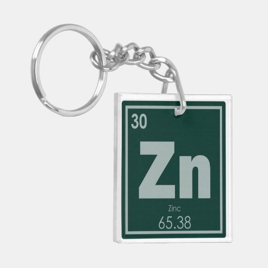 Zink-chemisches Element-Symbol-Chemie-Formel Schlüsselanhänger (Vorderseite links)