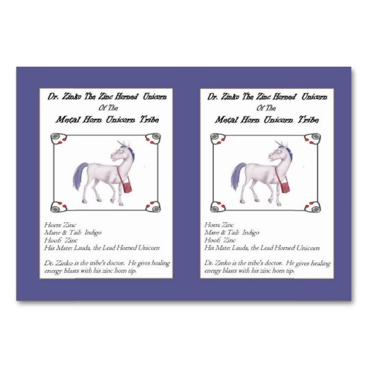 Zinko Die Zinkhorn-Unicorn-Handelskarte Tischnummer (Vorderseite)