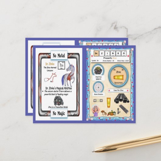 Zinko - Zink Horn Unicorn Game Card Postkarte (Vorderseite/Rückseite Beispiel)
