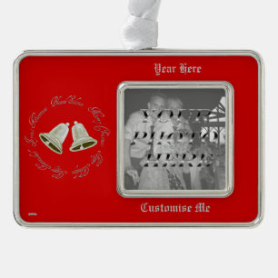 Zinn-Bell-Weihnachten Rahmen-Ornament Silber