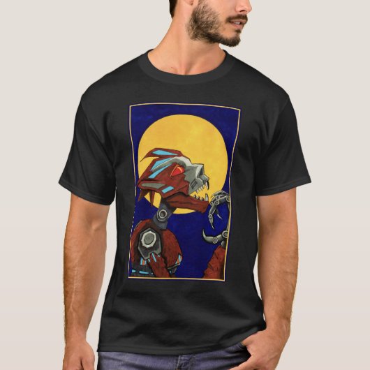 Zinn heult der robotische Werwolf T-Shirt (Vorderseite)