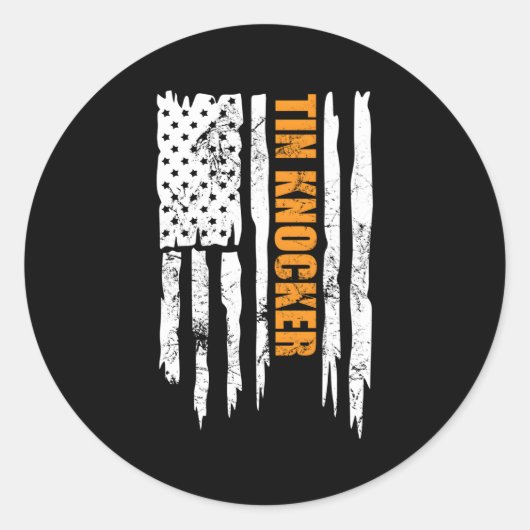 Zinn Knocker Sheet Metal Worker American Vertical  Runder Aufkleber (Vorderseite)