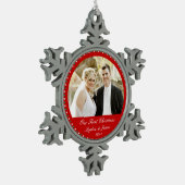 Zinn Rot unser erstes Weihnachtsgeschmuck Schneeflocken Zinn-Ornament (Links)