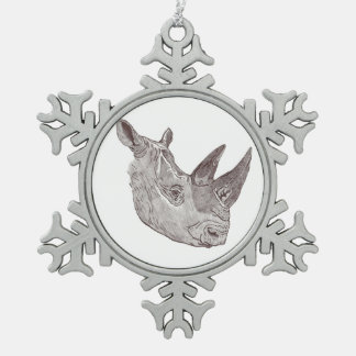 Zinn-Schneeflocke-Nashorn-Verzierung Schneeflocken Zinn-Ornament