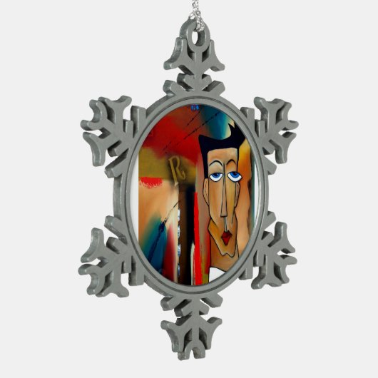 Zinn-Schneeflocken Ornament (Links)