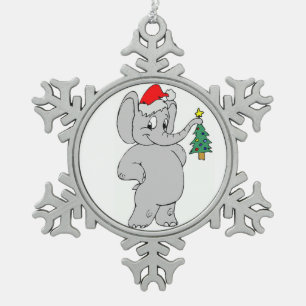 Zinn-Schneeflocken-Ornament/Santa-Elefant Schneeflocken Zinn-Ornament