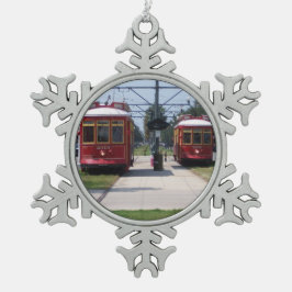 Zinn-Schneeflocken-Straßenbahnen zu Weihnachten Schneeflocken Zinn-Ornament