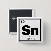 Zinn-Symbol-Chemieformel Geek Button (Vorne & Hinten)