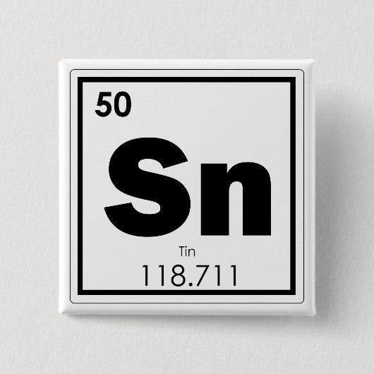 Zinn-Symbol-Chemieformel Geek Button (Vorderseite)