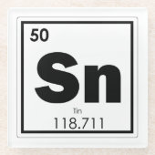 Zinn-Symbol-Chemieformel Geek Glasuntersetzer (Vorderseite)