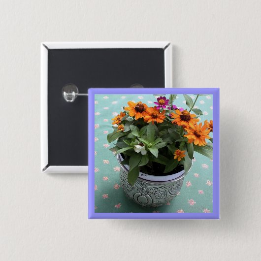 Zinn-Topf-Gänseblümchen Button (Vorne & Hinten)