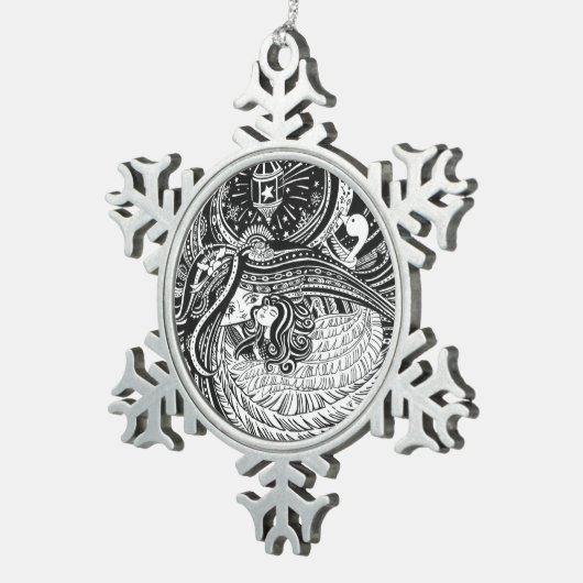 Zinn-Verzierung wenig Match-Mädchen-Engel Schneeflocken Zinn-Ornament (Rechts)