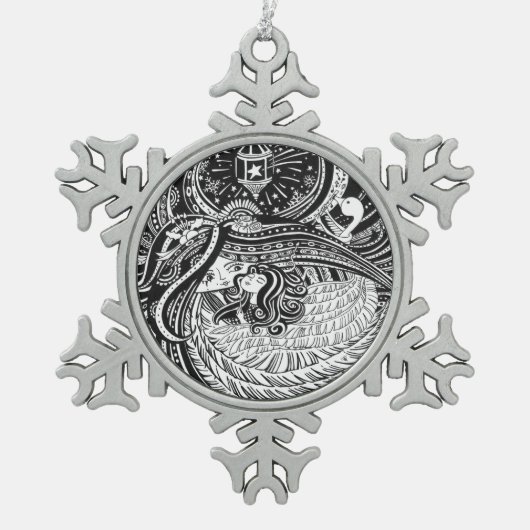 Zinn-Verzierung wenig Match-Mädchen-Engel Schneeflocken Zinn-Ornament (Vorderseite)