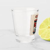 Zinn-Werbezeichen für alten Beutel-Kaffee Schnapsglas (Links)