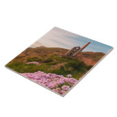 Zinnbergwerk, mit rosa Blume, Cornwall Fliese (Seite)