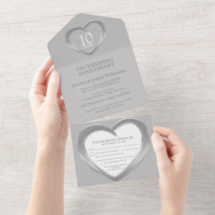 Zinnene Hochzeit Hochzeitstag 10 Jahre Party Veran All In One Einladung