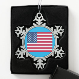 Zinnene Weihnachts-Schneeflocke Amerikanische Flag Schneeflocken Zinn-Ornament