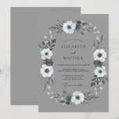 Zinnfarbene noble Winterhochzeit Einladung (Vorne/Hinten)