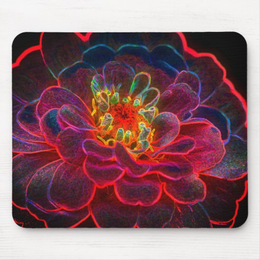 Zinnia Abstrakte Blume Art Mousepad (Vorne)