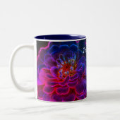 Zinnia Abstrakte Blume Blume Personalisiert Zweifarbige Tasse (Links)