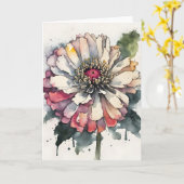 Zinnia - Aquarellblumen Karte (Gelbe Blume)