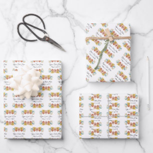 Zinnia Art Zeichnend - Benutzerdefinierter Text Geschenkpapier Set