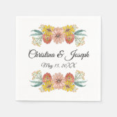 Zinnia Art Zeichnend - Benutzerdefinierter Text Serviette (Vorderseite)