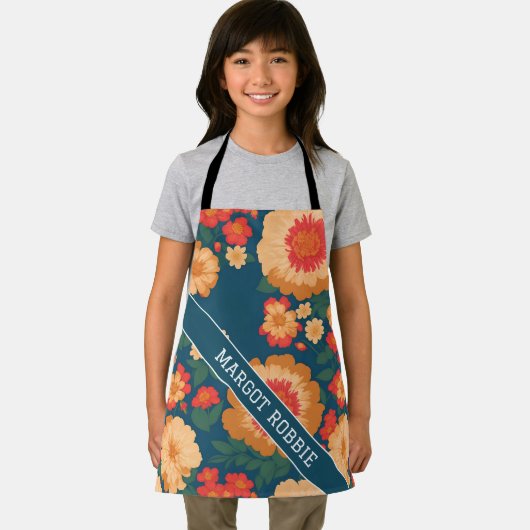 Zinnia Bloral Personalisiertes Muster Schürze (Insitu)